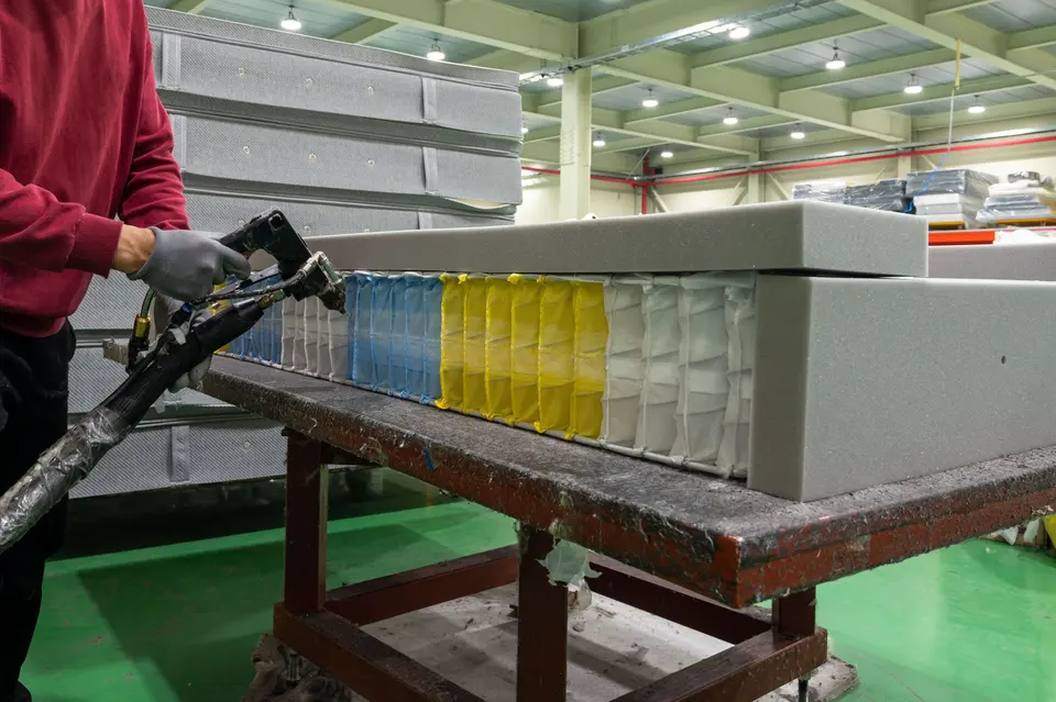 Close-up of open-cell foam structure used in TFM mattress development